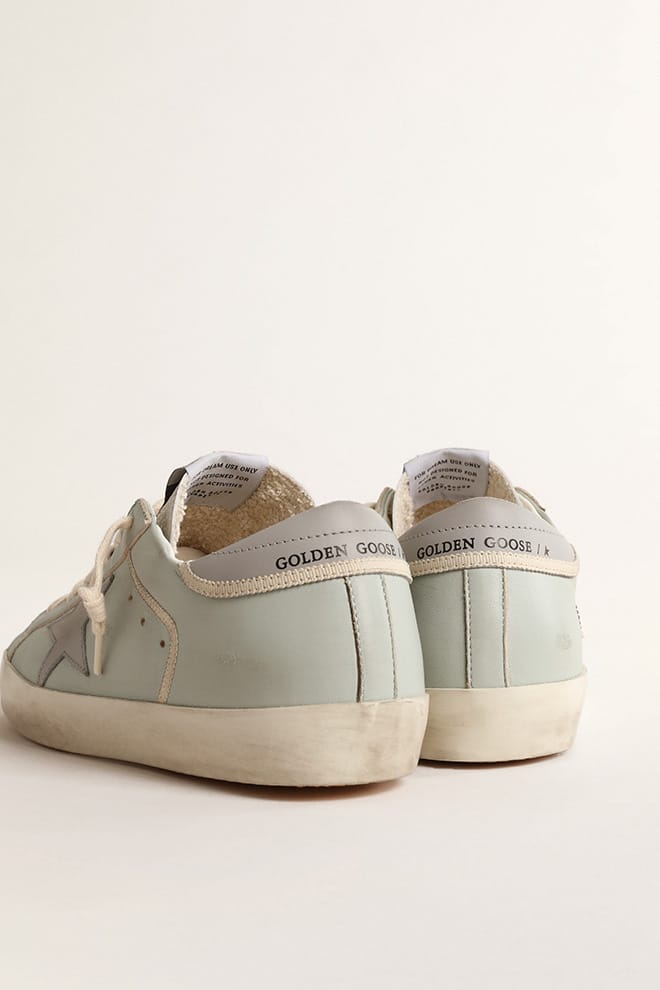 Women’s baby-blue nappa Super-Star with grey leather star and heel tab | Golden Goose