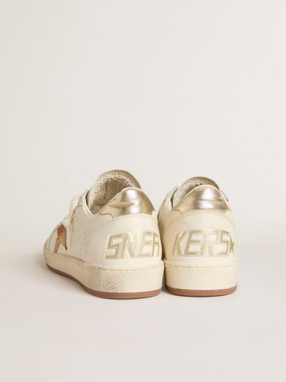 Women’s Ball Star in white leather with crystal star and metallic heel tab | Golden Goose