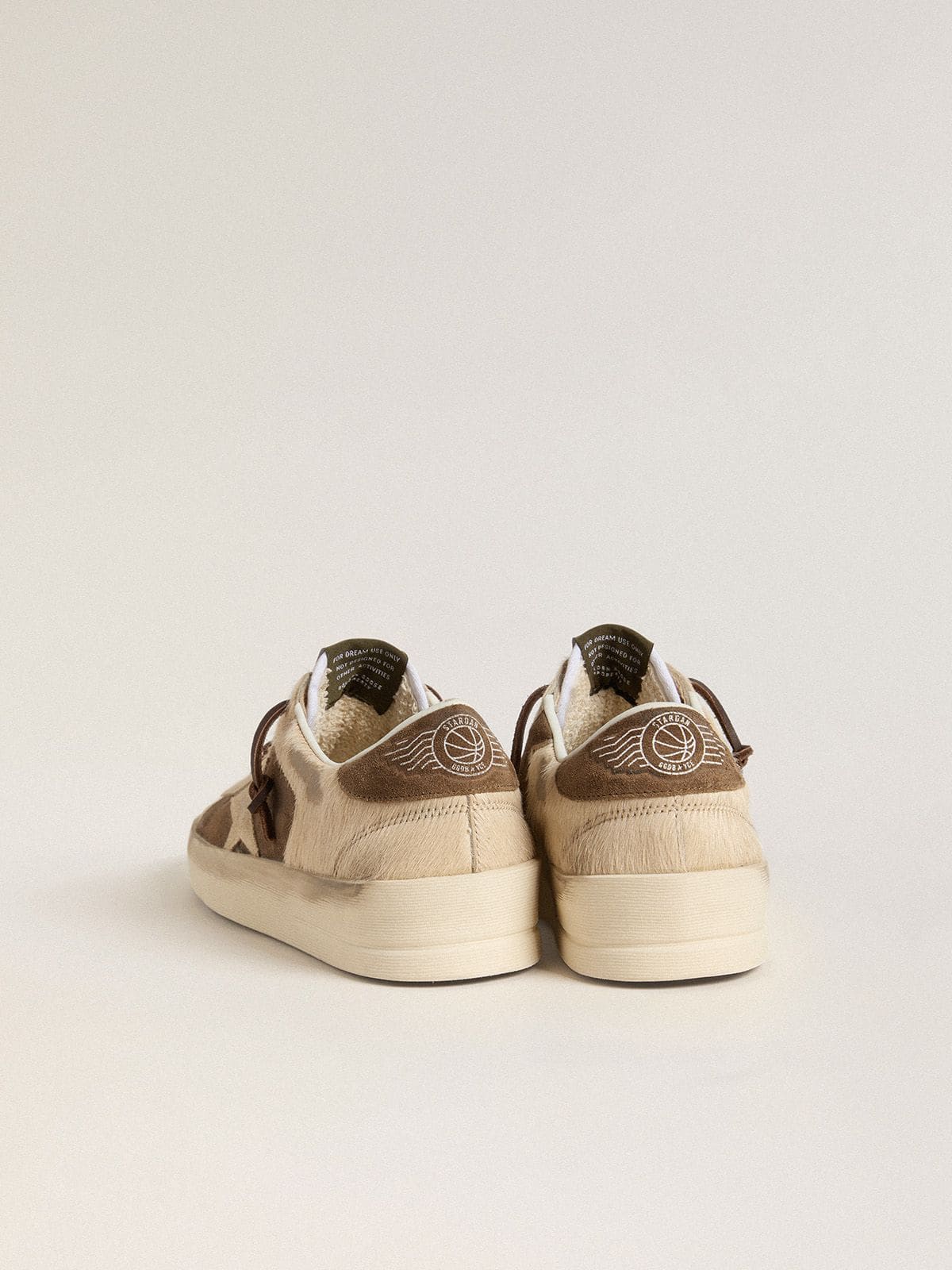 Women’s Stardan in military-green suede and beige pony skin with beige suede star | Golden Goose