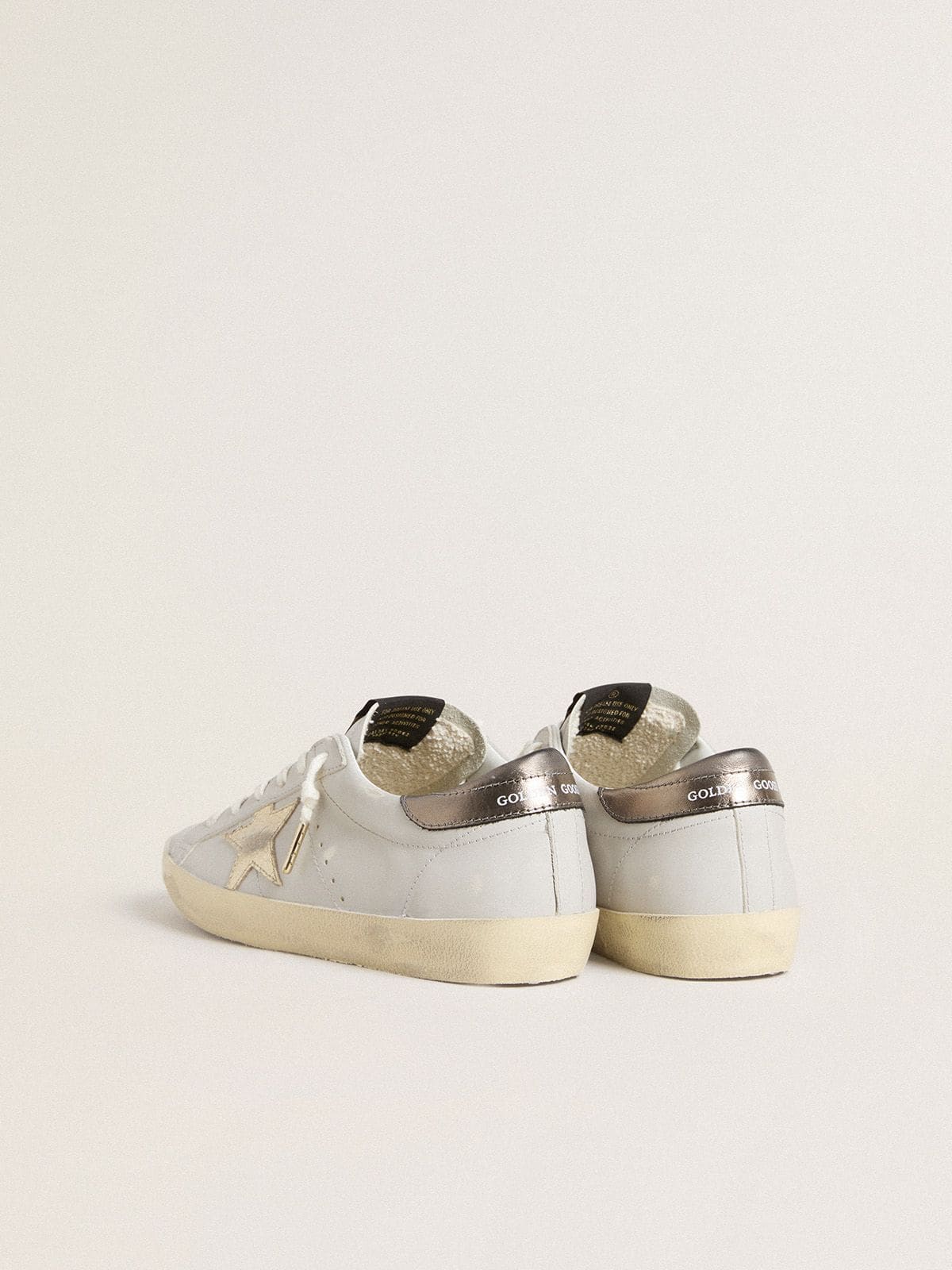 Super-Star with crackle leather star and metallic foiled leather heel tab | Golden Goose