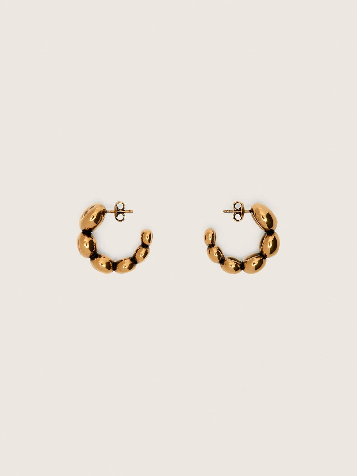 Hoop earrings with antique gold-colored studs | Golden Goose