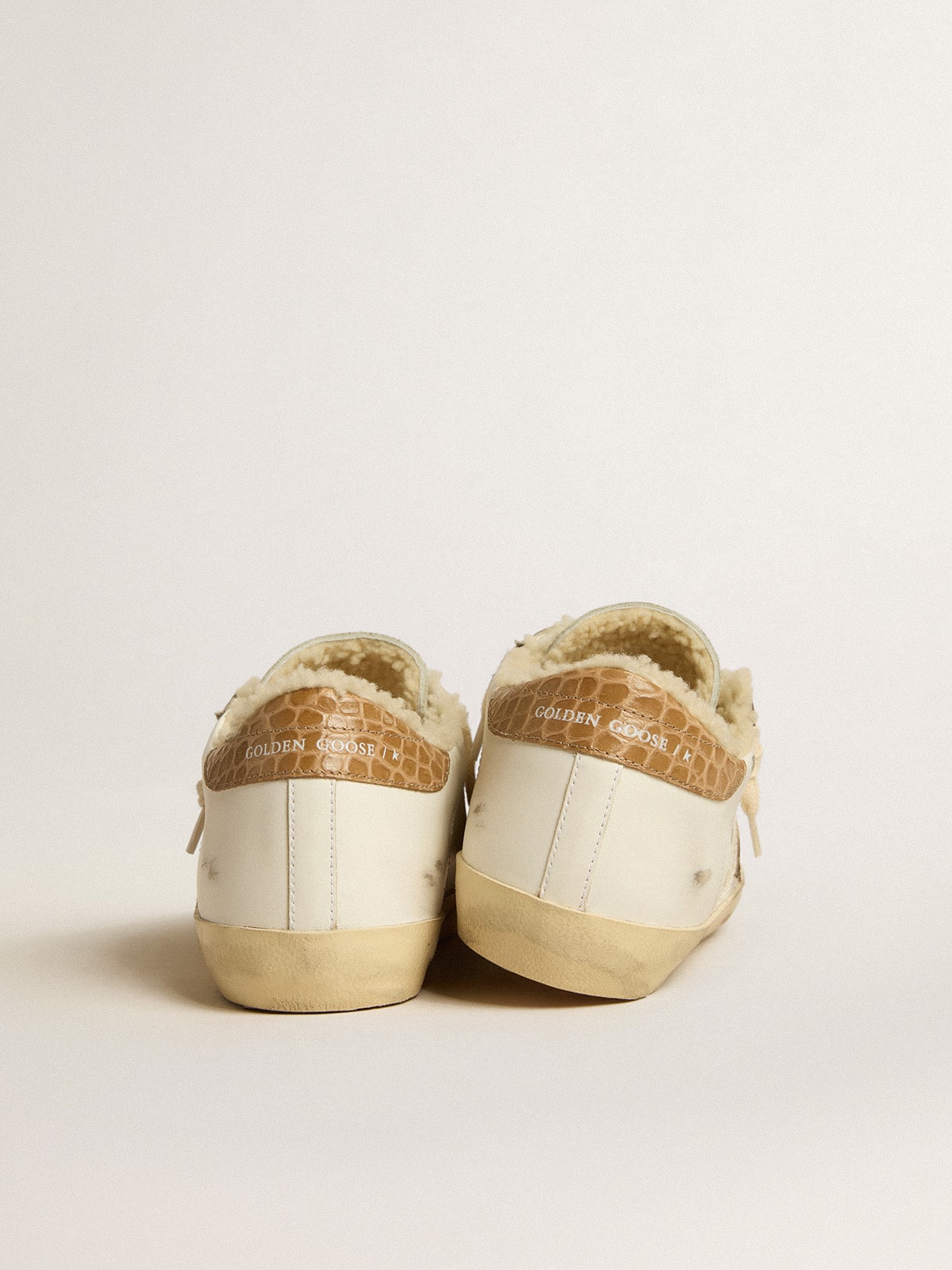 Super-Star with silver leather star and crocodile-print leather heel tab | Golden Goose