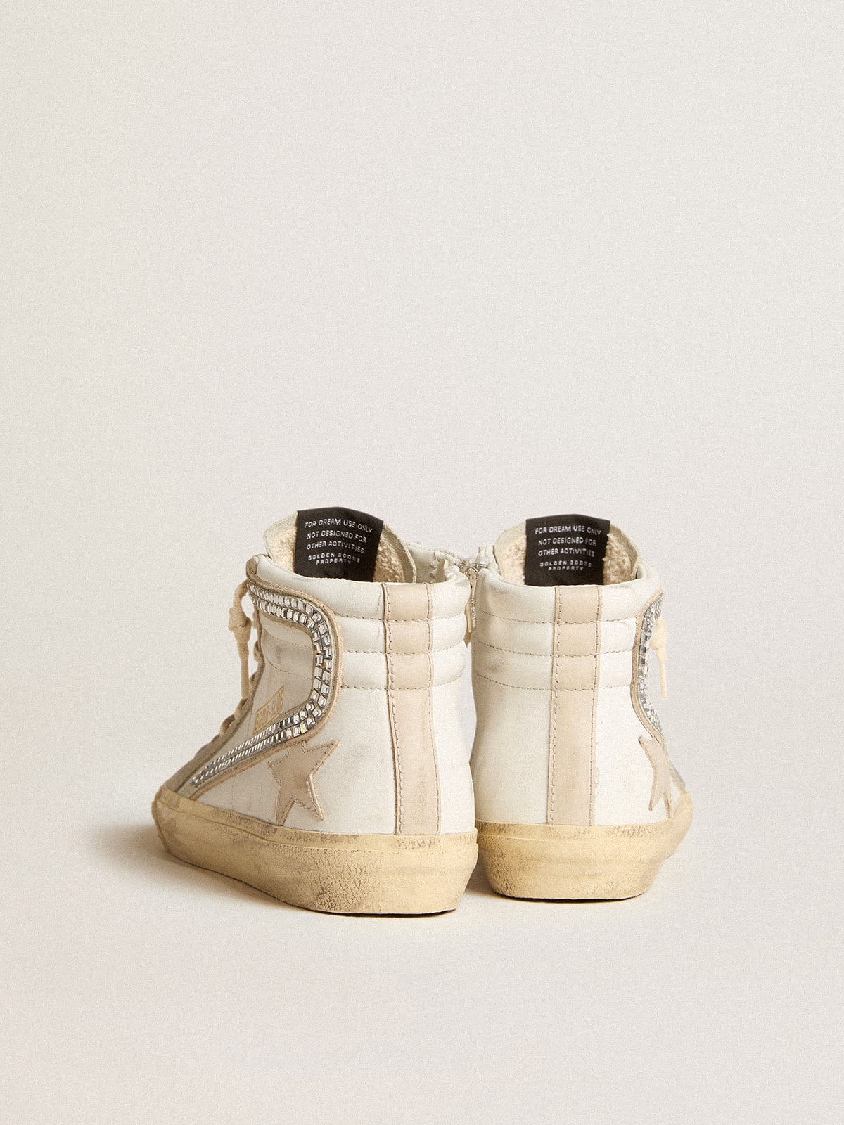 Slide with nude leather star and suede and Swarovski crystal flash | Golden Goose