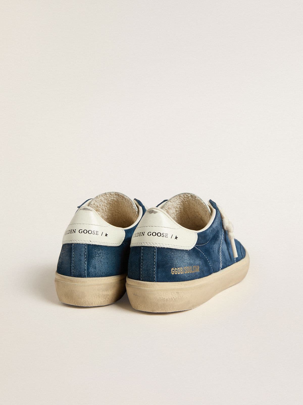 Women's Soul Star in blue suede with white leather heel tab | Golden Goose