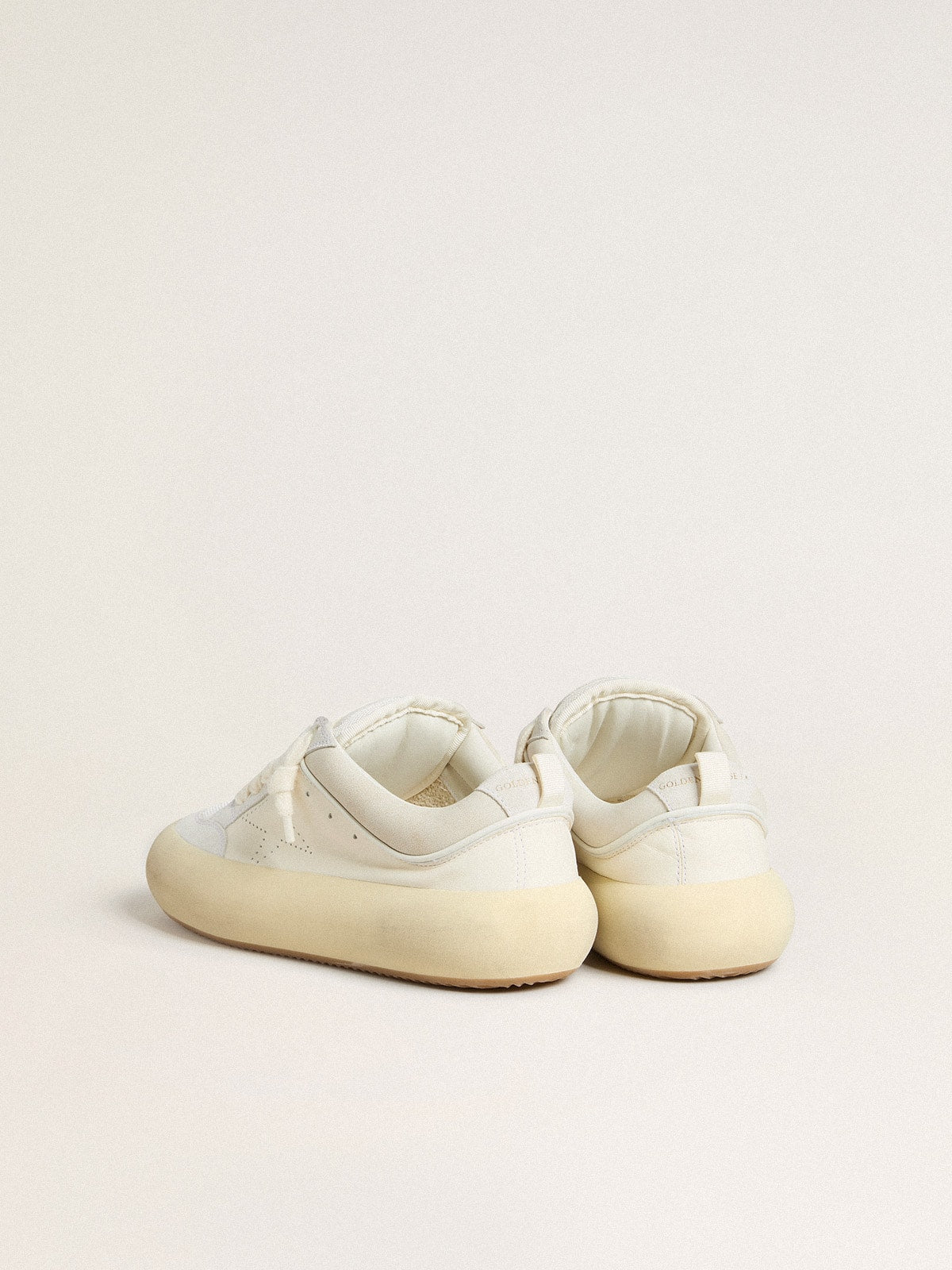 Women's Space-Star Cube in white leather with perforated star | Golden Goose