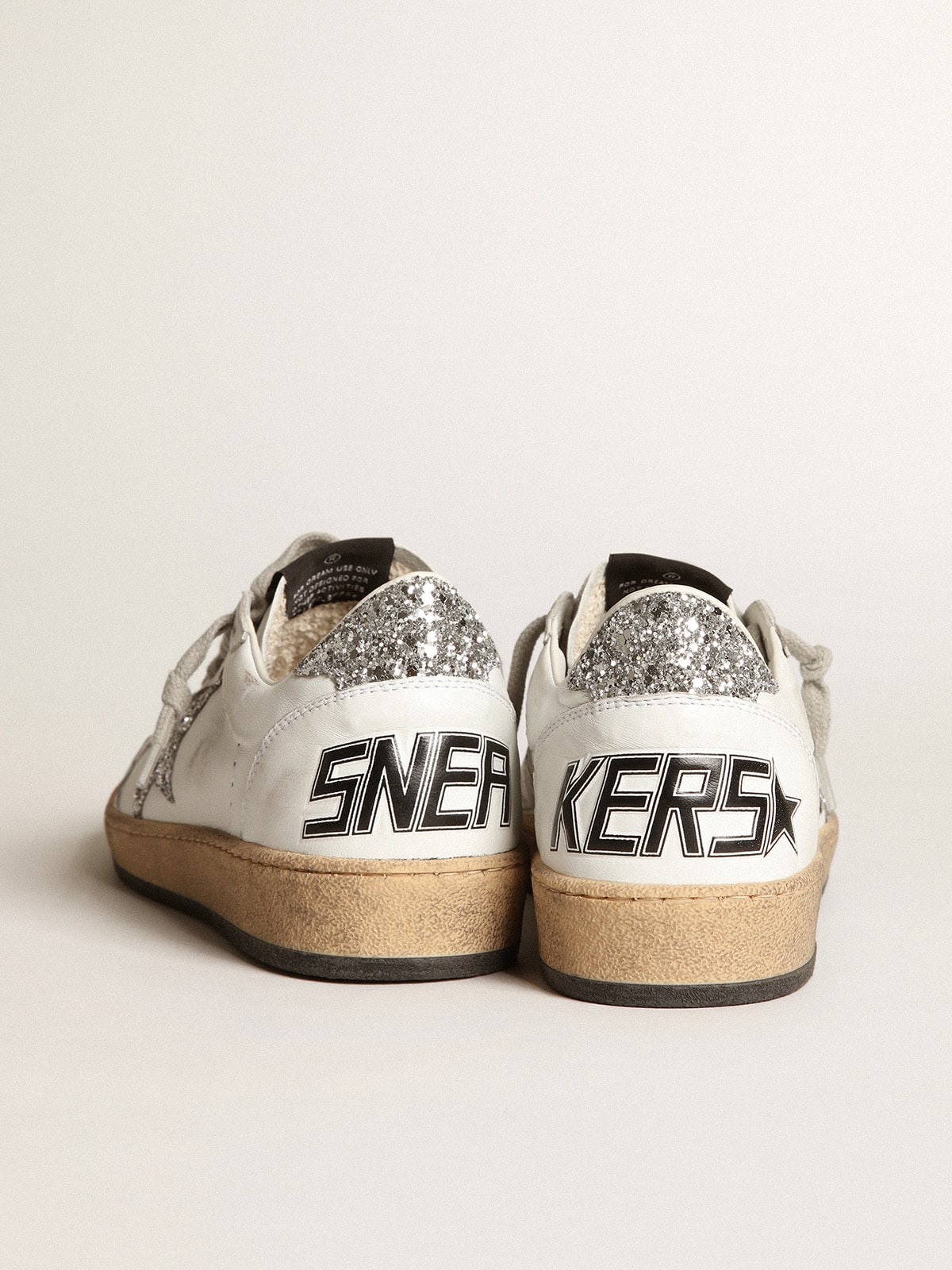 Women's Ball Star in nappa with white star and glitter heel tab | Golden Goose