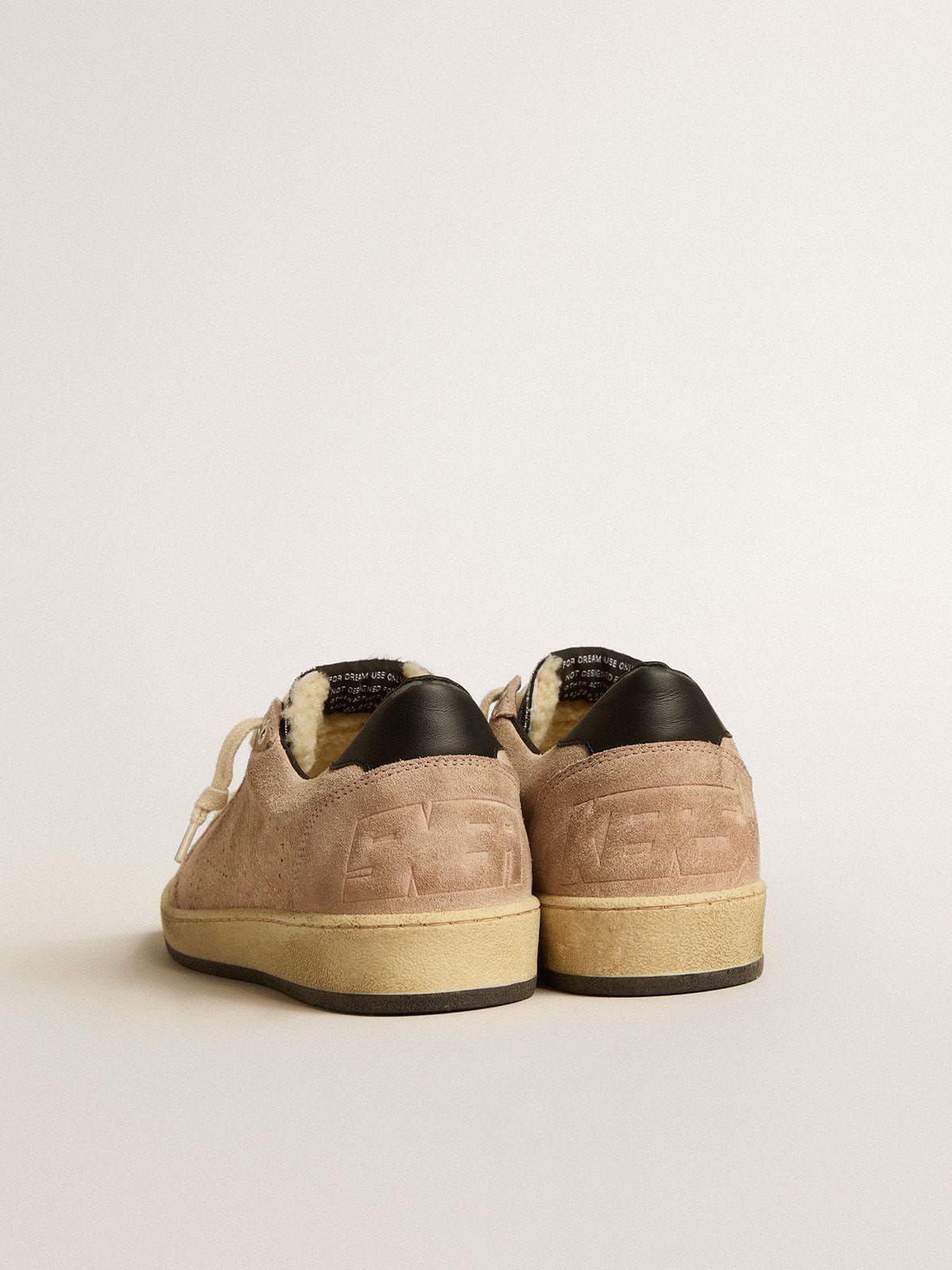 Women's Ball Star LTD in powder pink suede with Swarovski crystal tongue and shearling lining | Golden Goose