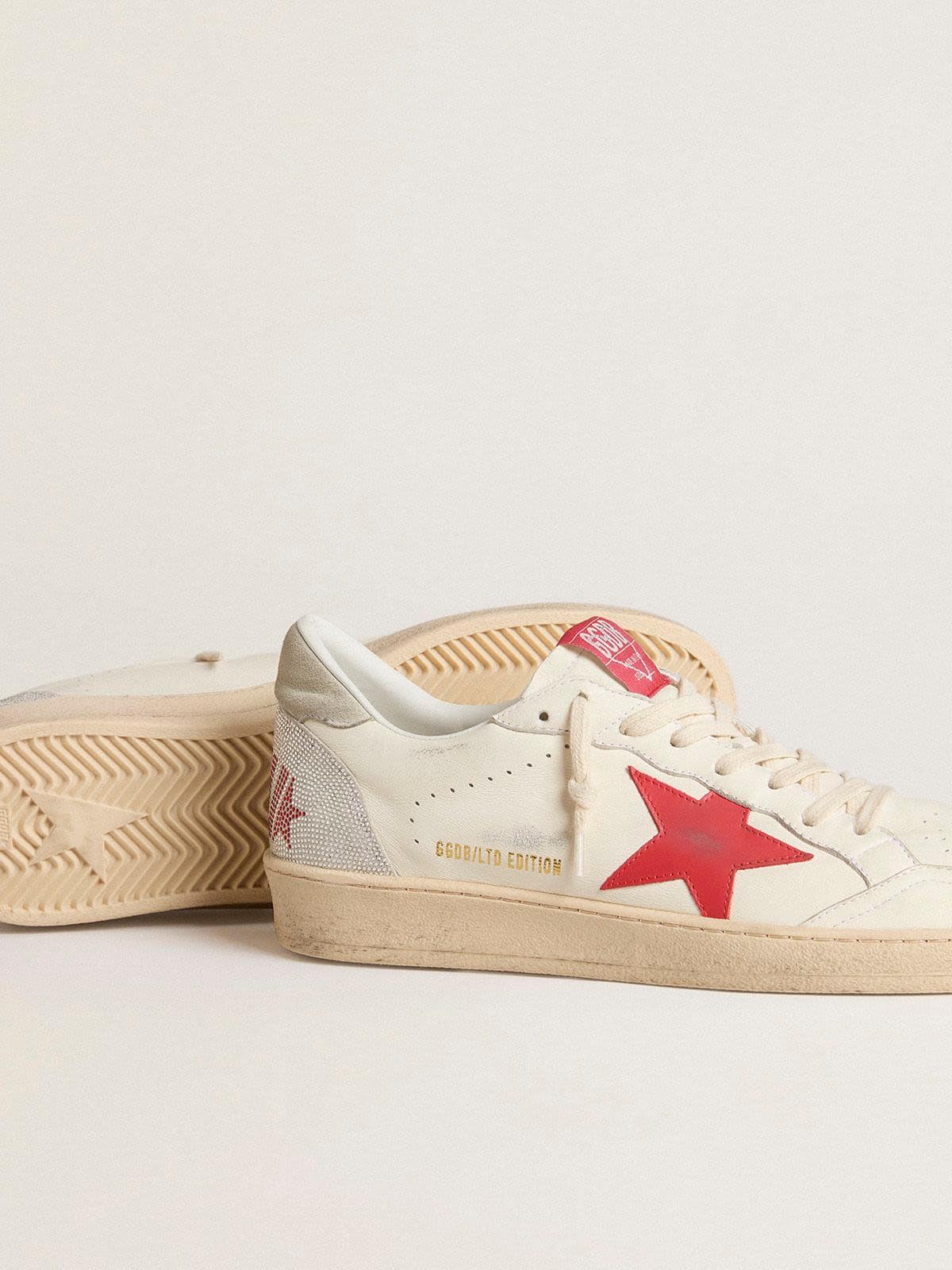 Valentine’s Day Women’s Ball Star with red leather star and red Swarovski lettering | Golden Goose