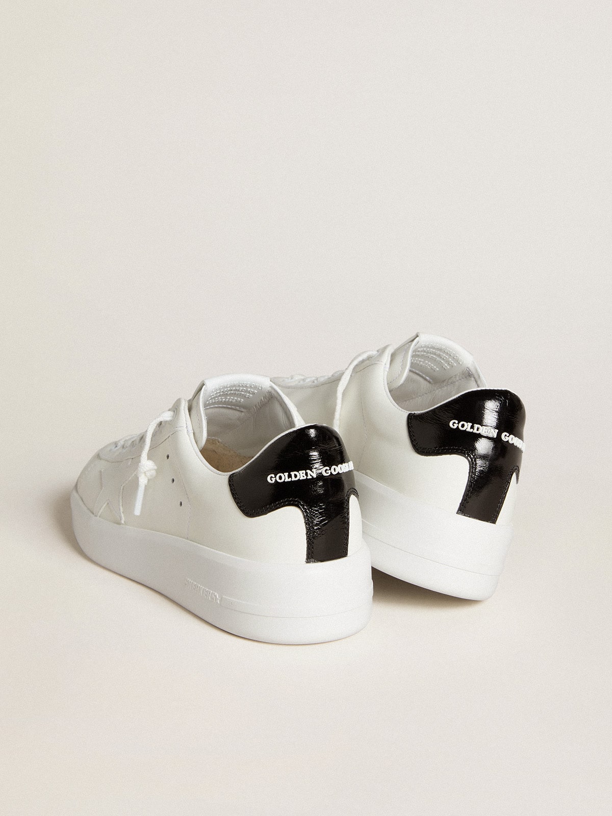 Women's Purestar with leather star and black patent leather heel tab | Golden Goose