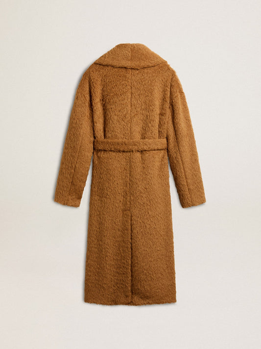 Women's coat with shawl collar in tobacco | Golden Goose