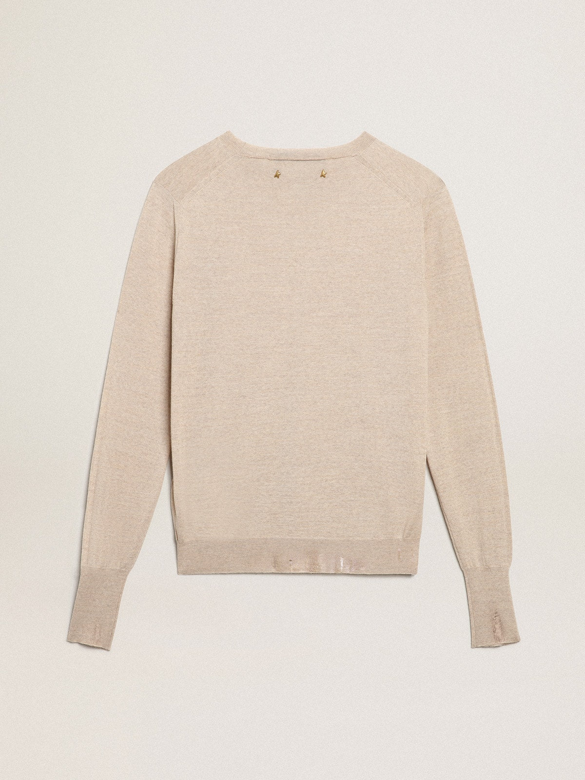 Women's sweater in light brown merino wool | Golden Goose