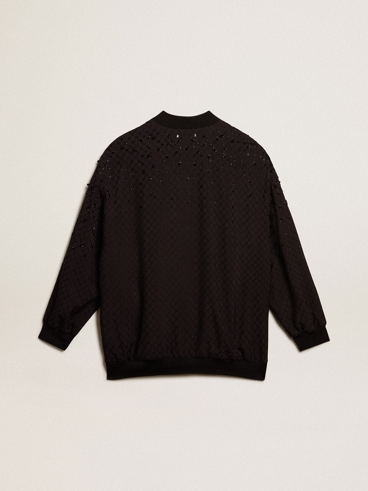 Women’s black cardigan with shaded embroidery | Golden Goose