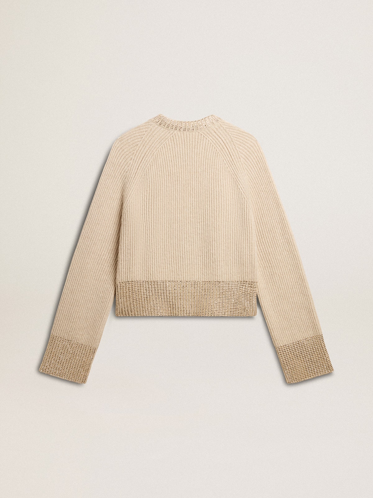 Women's boxy sweater in wool with hotfix crystal decoration | Golden Goose