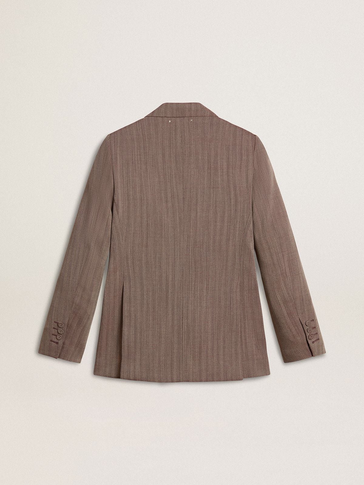Women's double-breasted blazer in beige chevron wool blend | Golden Goose