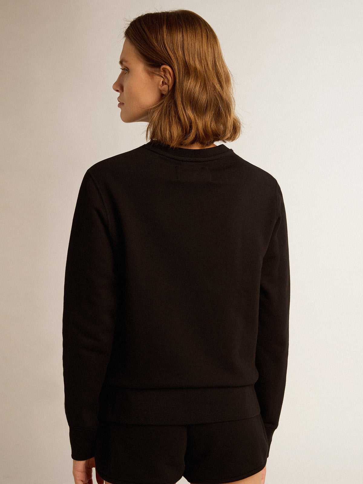 Black Athena Star Collection sweatshirt with tone-on-tone star on the front | Golden Goose