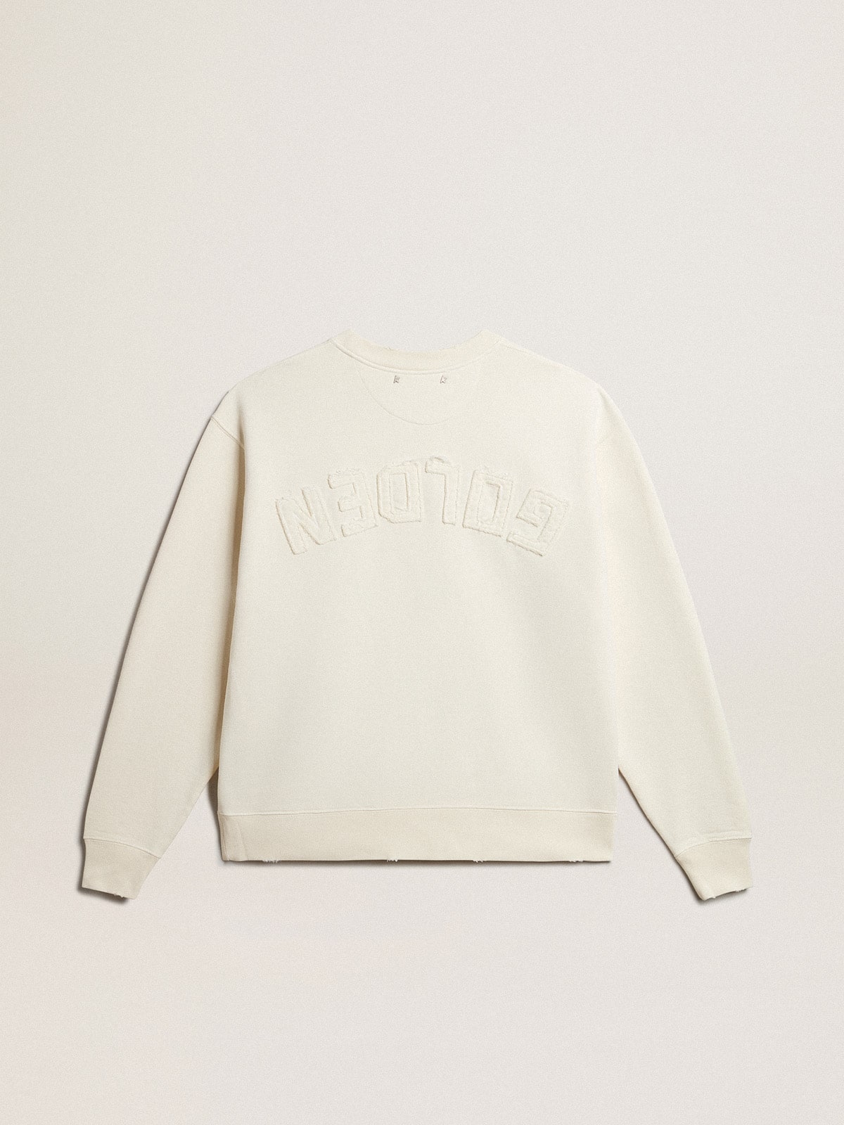 Sweatshirt in aged white with reverse logo on the back - Jersey Capsule | Golden Goose