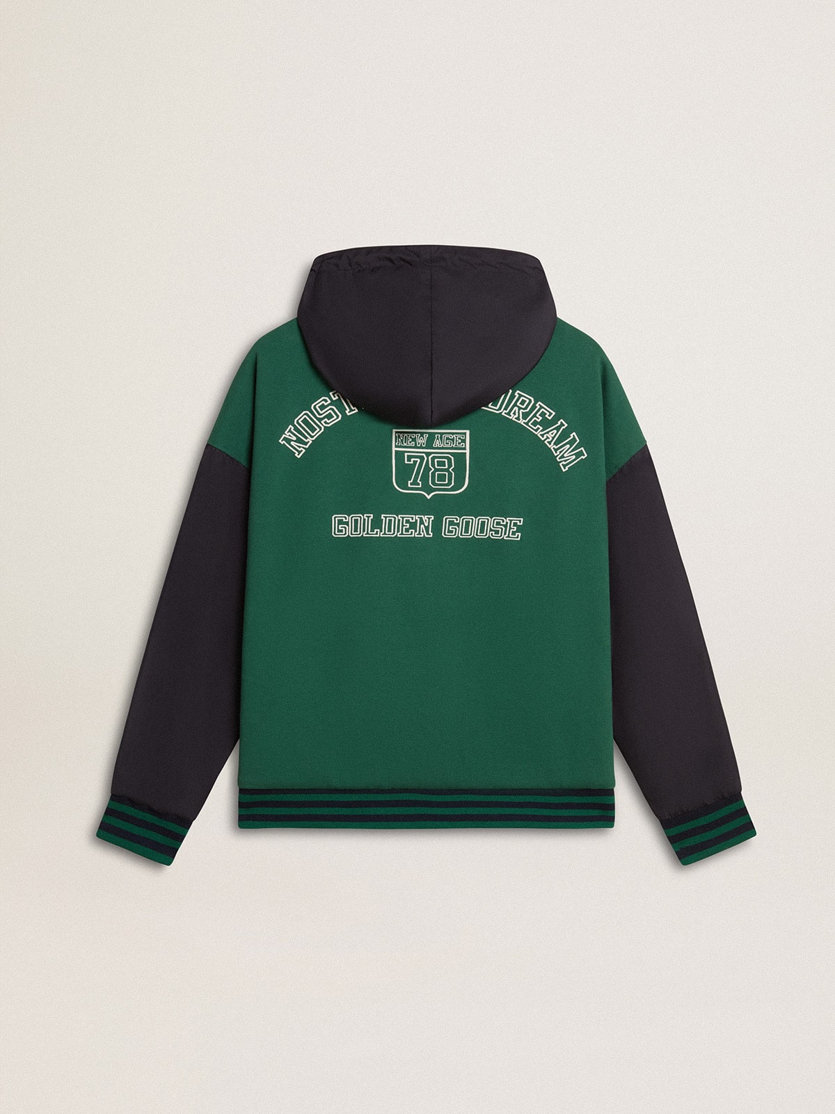 Men's green and blue reversible hooded sweatshirt | Golden Goose