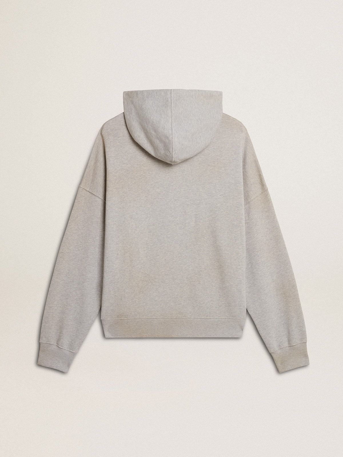 Hooded sweatshirt in worn gray with embroidered vintage logo | Golden Goose