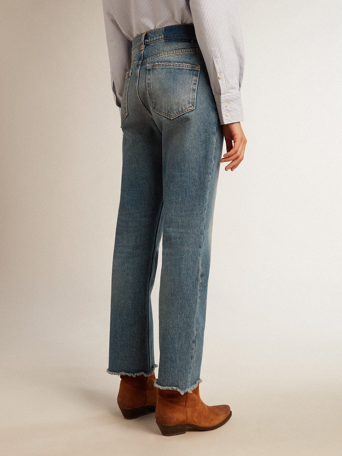 Women's cropped flared jeans with medium wash | Golden Goose