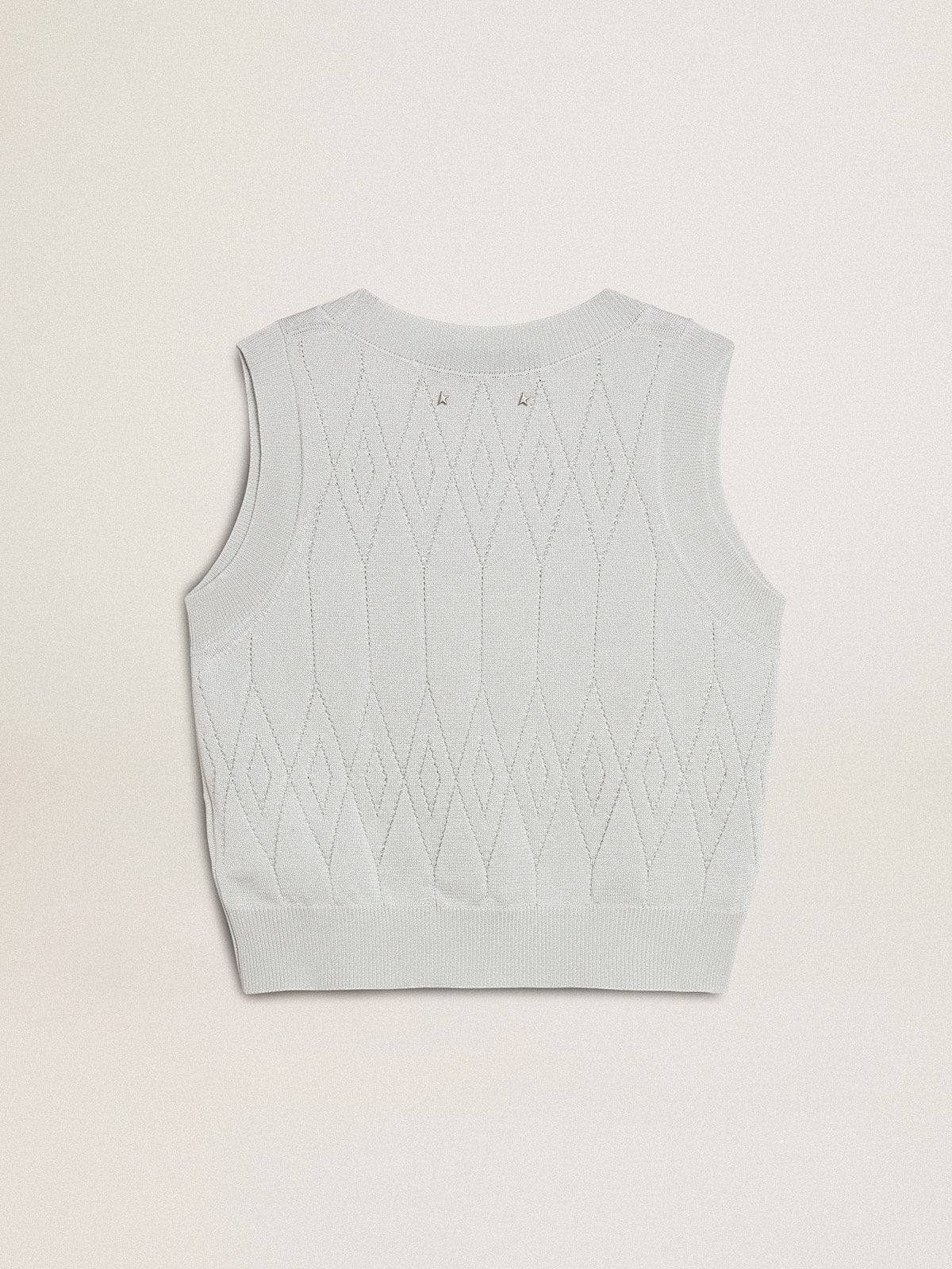 Women's sleeveless tank top in baby blue knit | Golden Goose