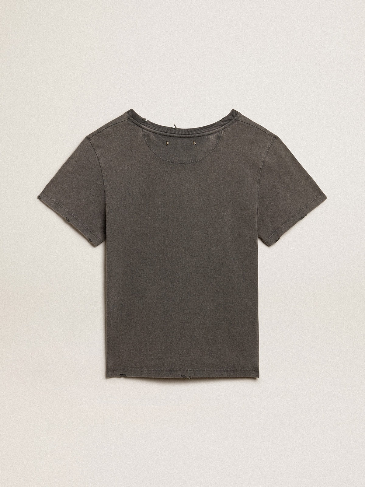 Distressed slim-fit T-shirt in anthracite gray | Golden Goose