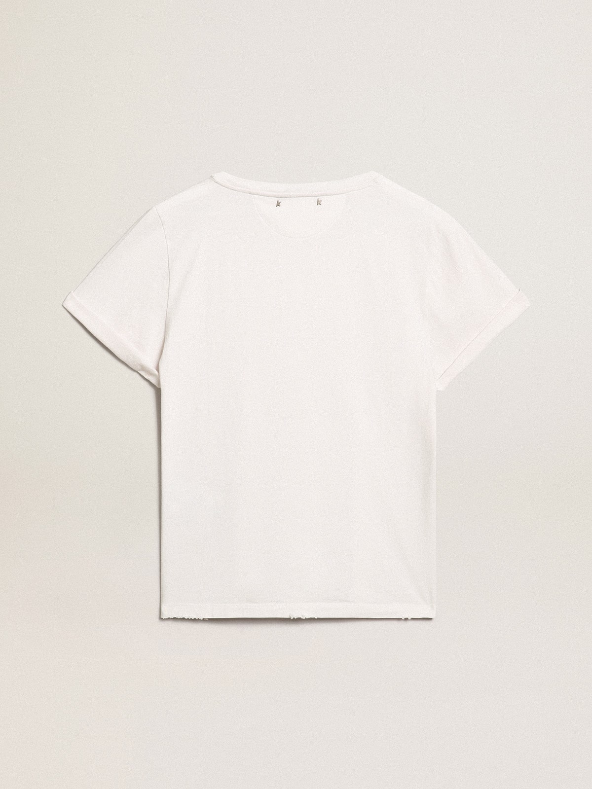 Distressed slim-fit women’s T-shirt in white | Golden Goose