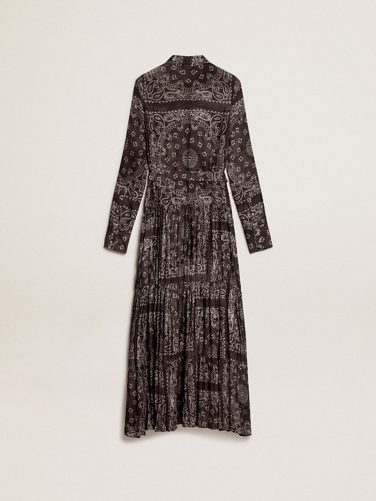 Anthracite-gray shirt dress with paisley print | Golden Goose