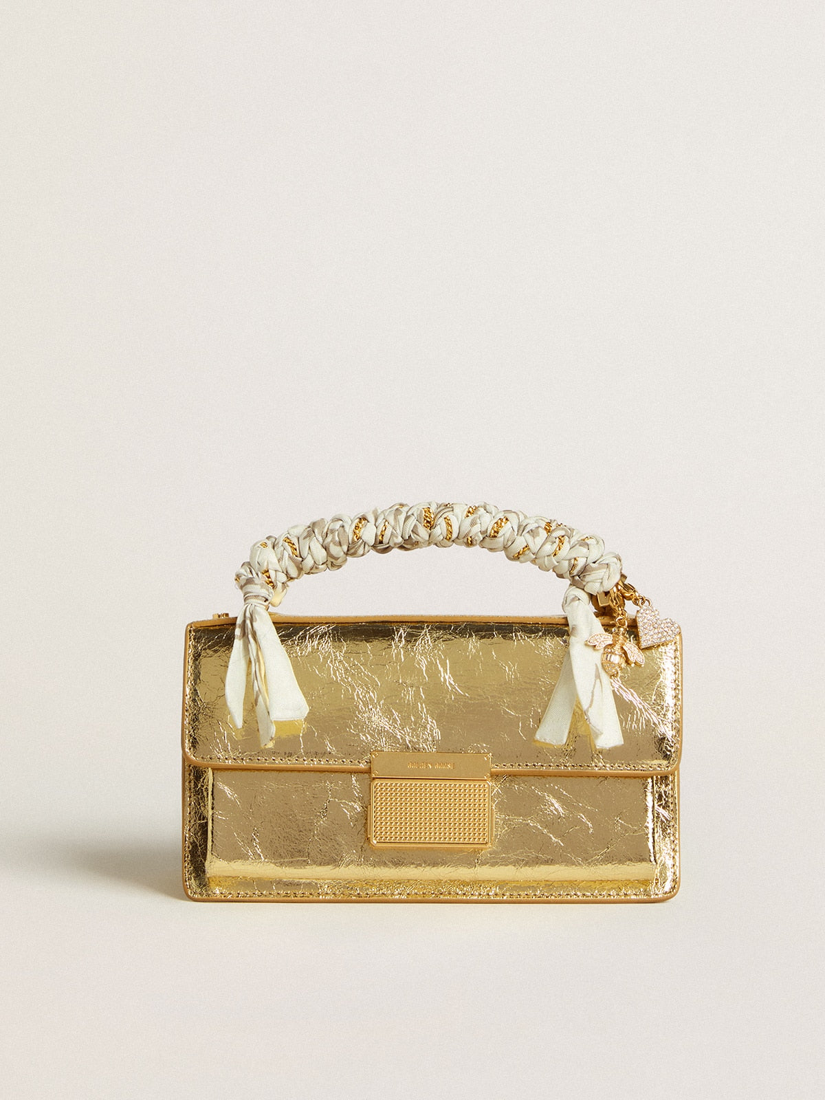 Small Venezia Bag in gold metallic leather with gold details | Golden Goose