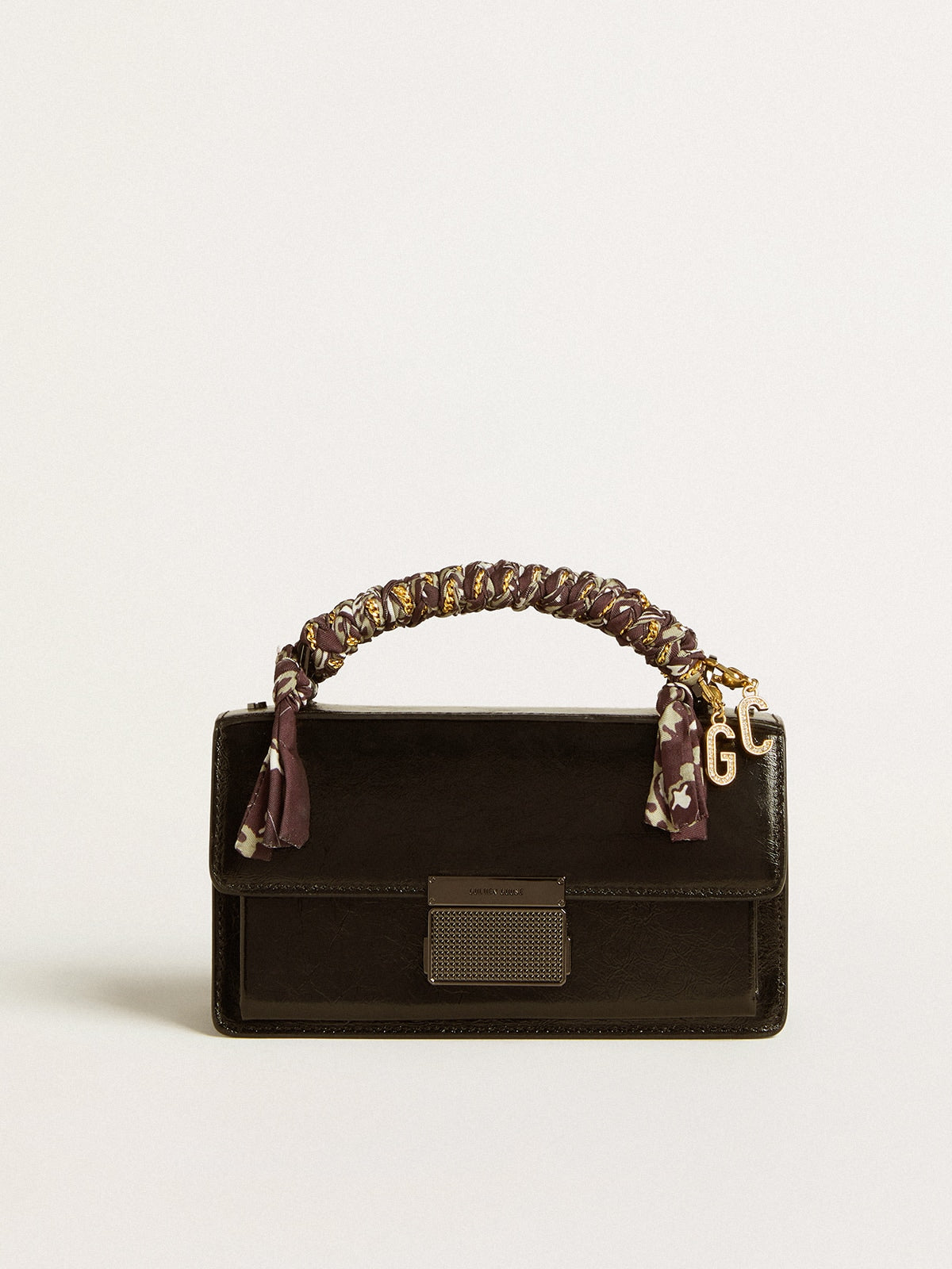 Small Venezia Bag in black metallic leather with black details | Golden Goose