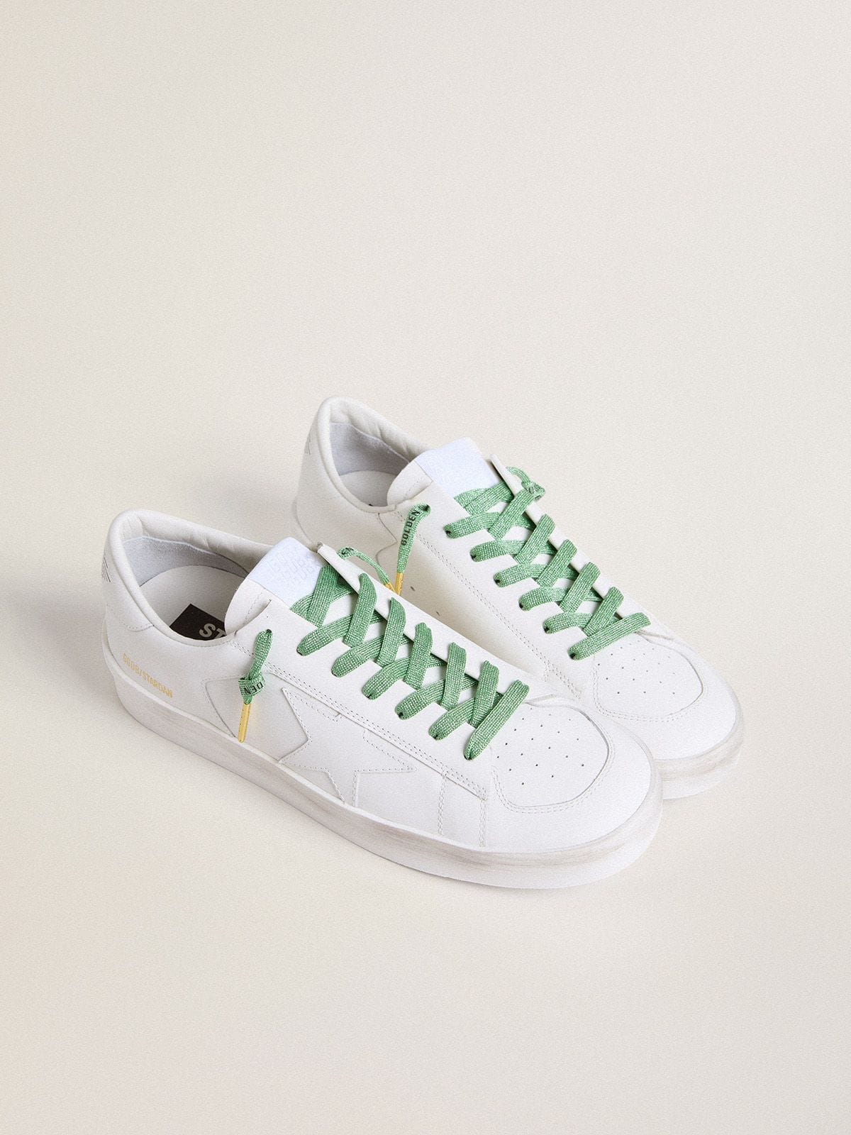 Aqua-green Lurex laces with contrasting black logo | Golden Goose