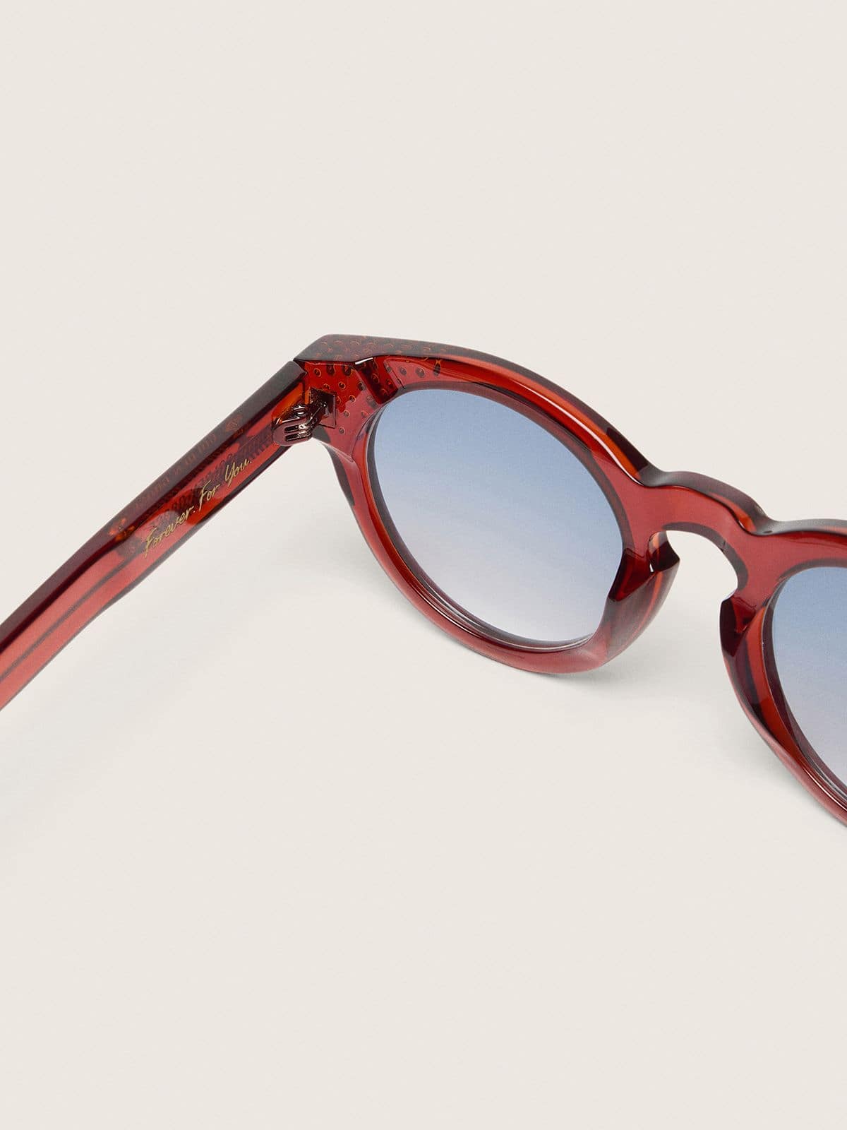 Cameron Panthos sunglasses with honey frame, precious stones and blue lenses | Golden Goose