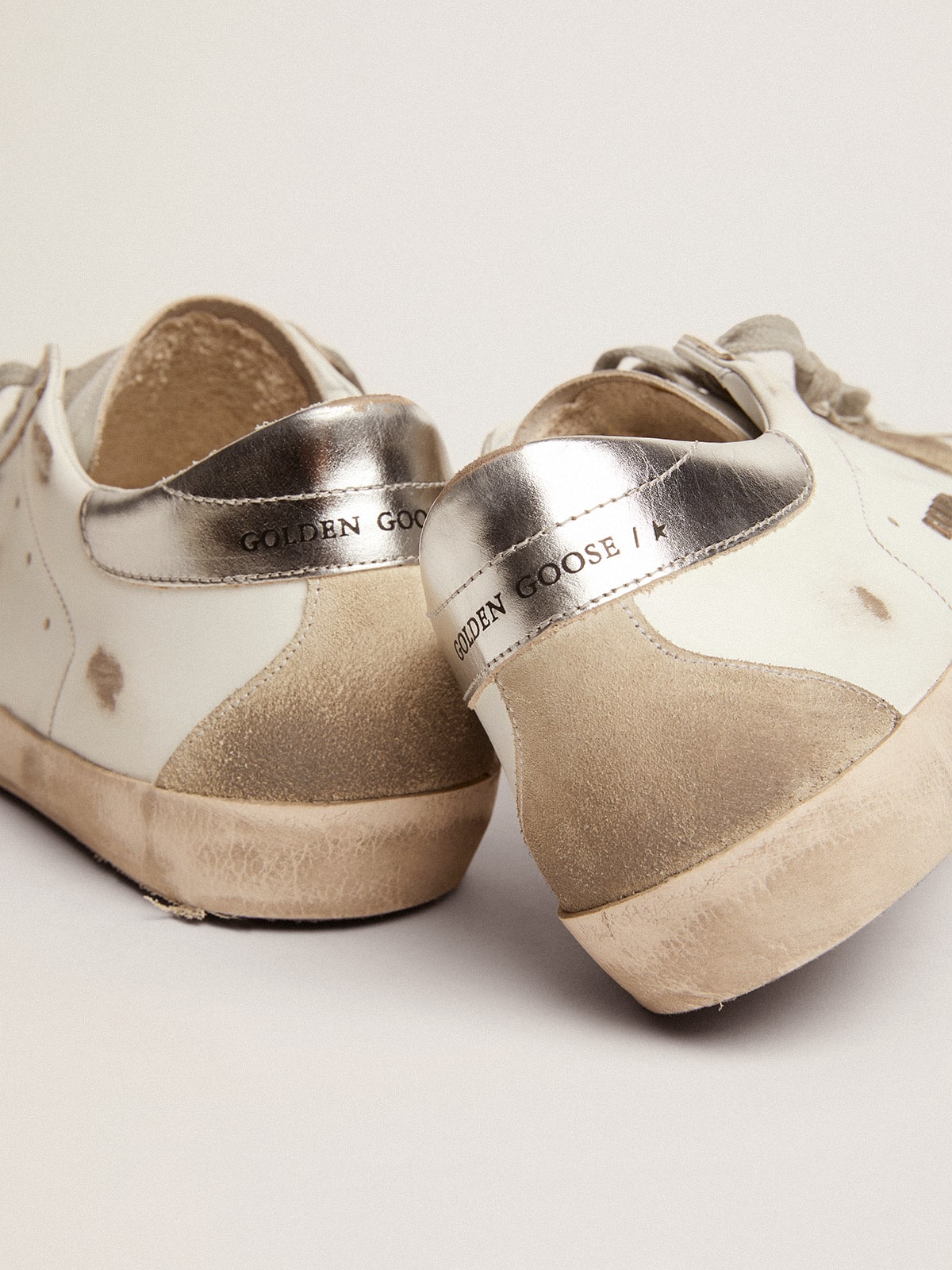 Men's Super-Star with silver heel tab and lettering | Golden Goose