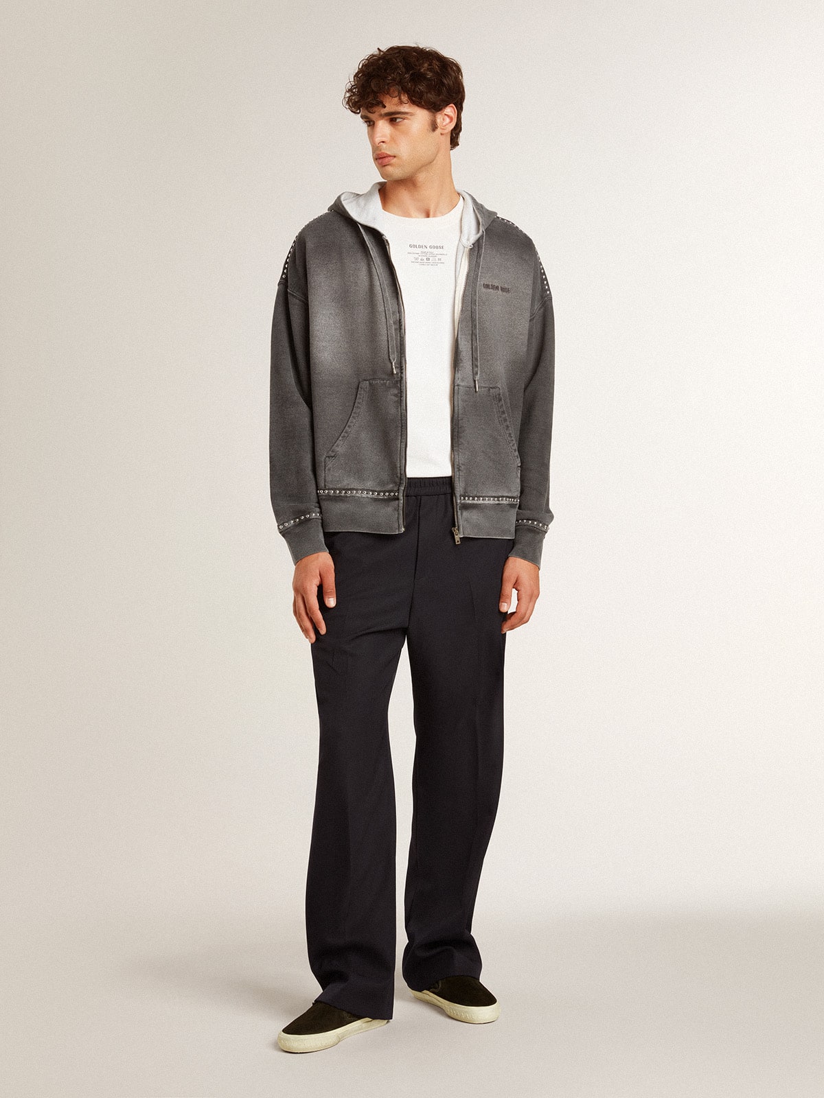 Men's VCE Penstar in black suede with black leather heel tab | Golden Goose