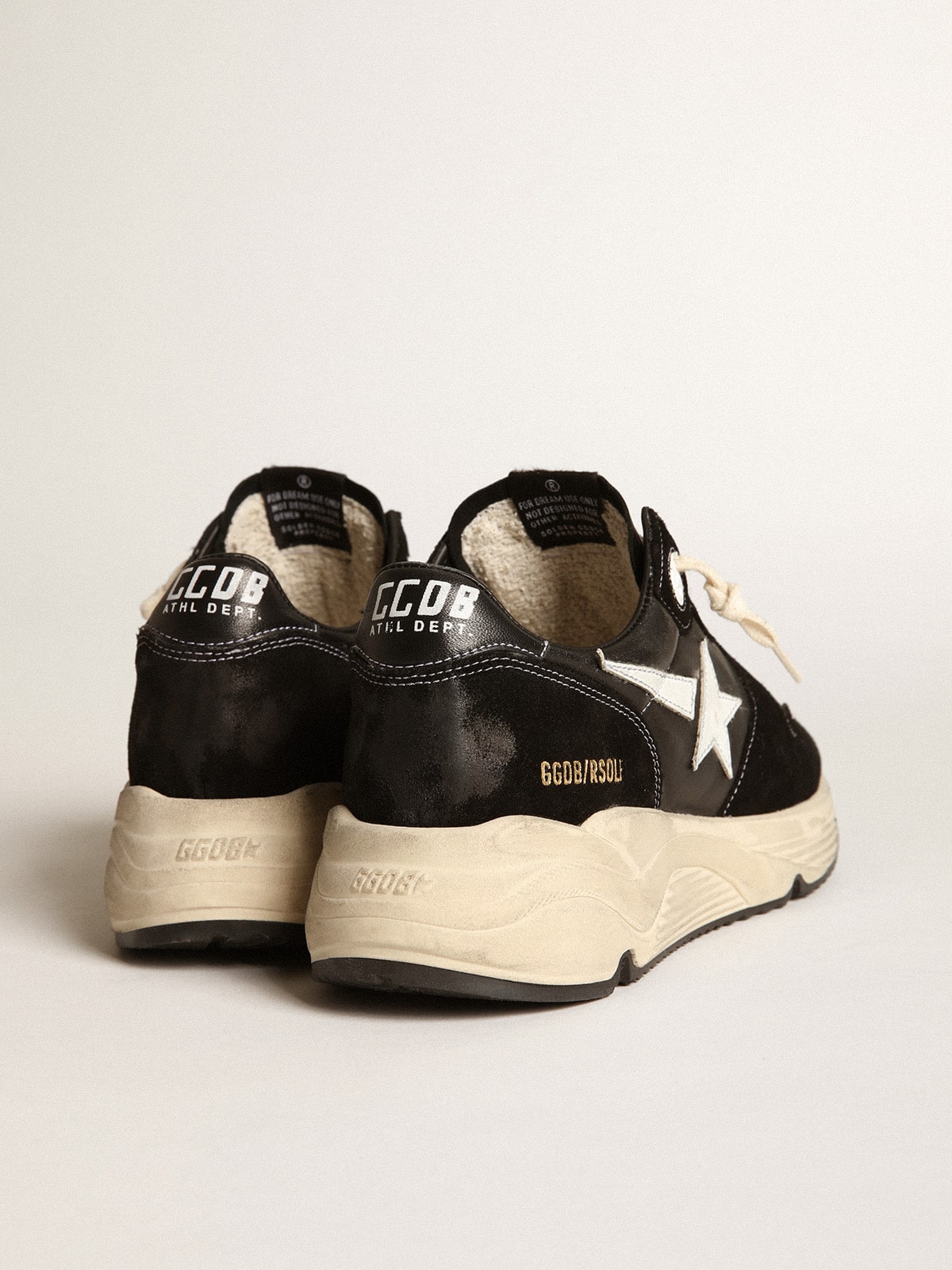 Men’s Running Sole in black nappa leather and suede with a white star | Golden Goose