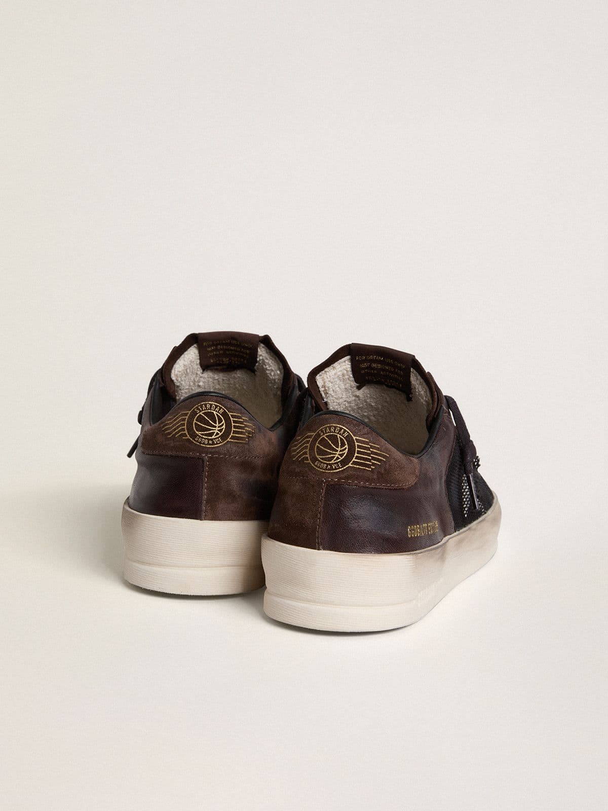 Men's Stardan in brown suede and black mesh with white leather star and nappa leather inserts | Golden Goose