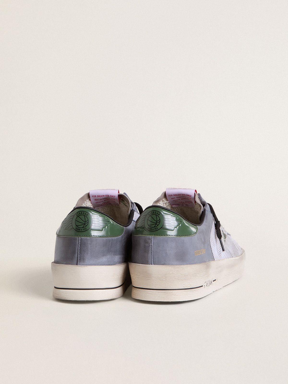 Men's Stardan in powder-blue suede with green leather star and heel tab | Golden Goose
