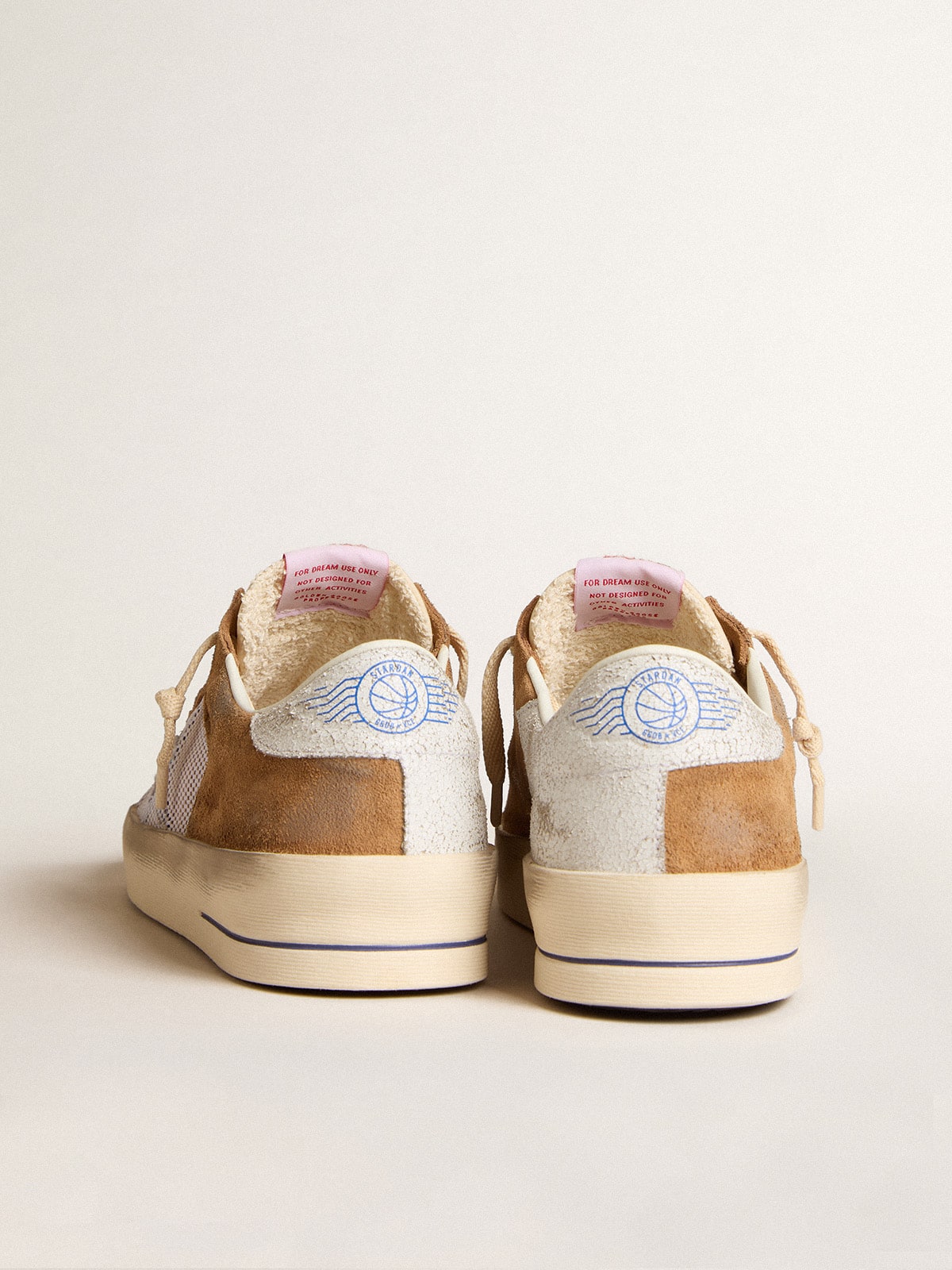 Men's Stardan LTD in tobacco suede and mesh with blue star and leather heel tab | Golden Goose