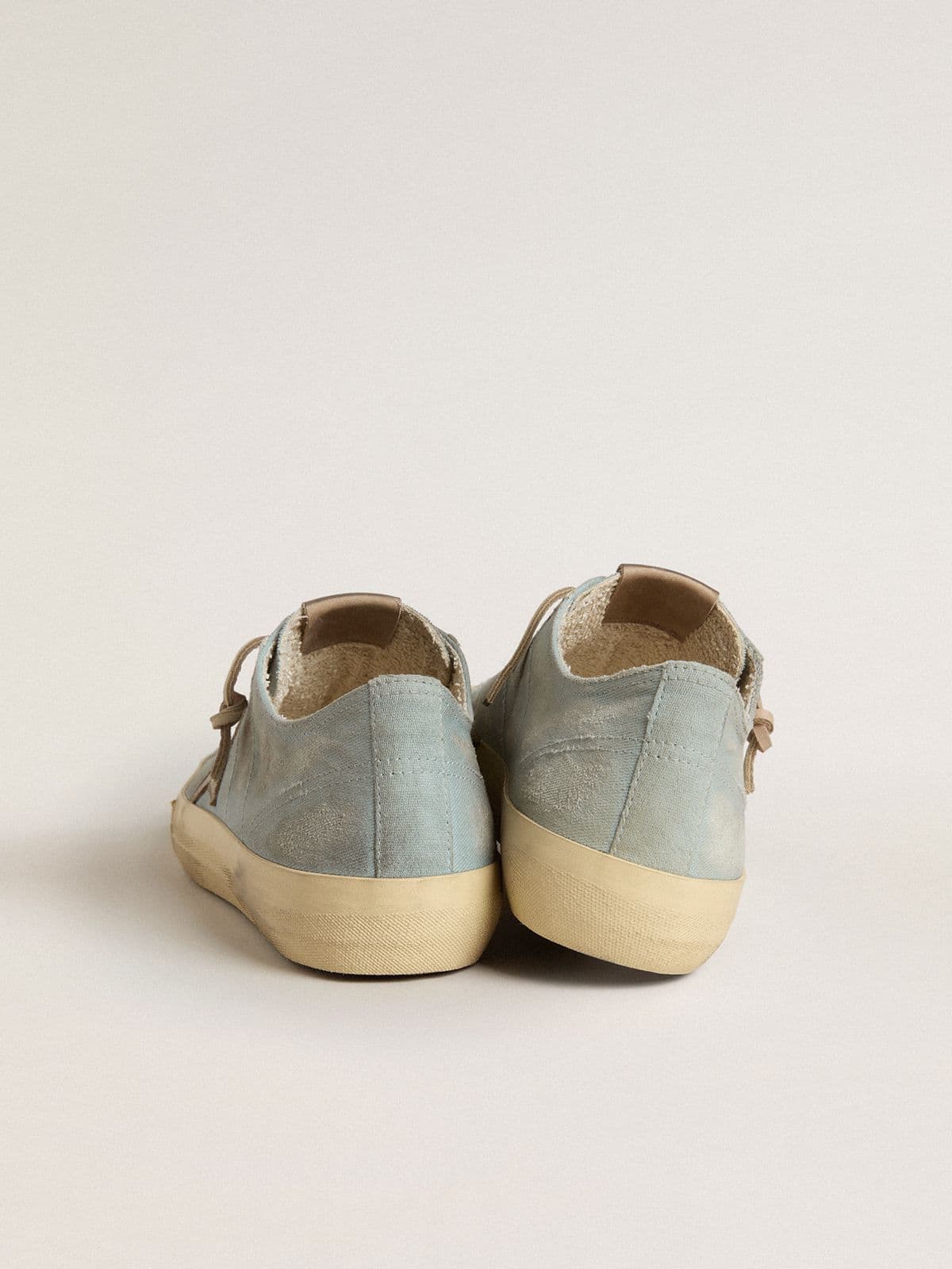Men's V-Star in light blue canvas with dove-gray leather star | Golden Goose