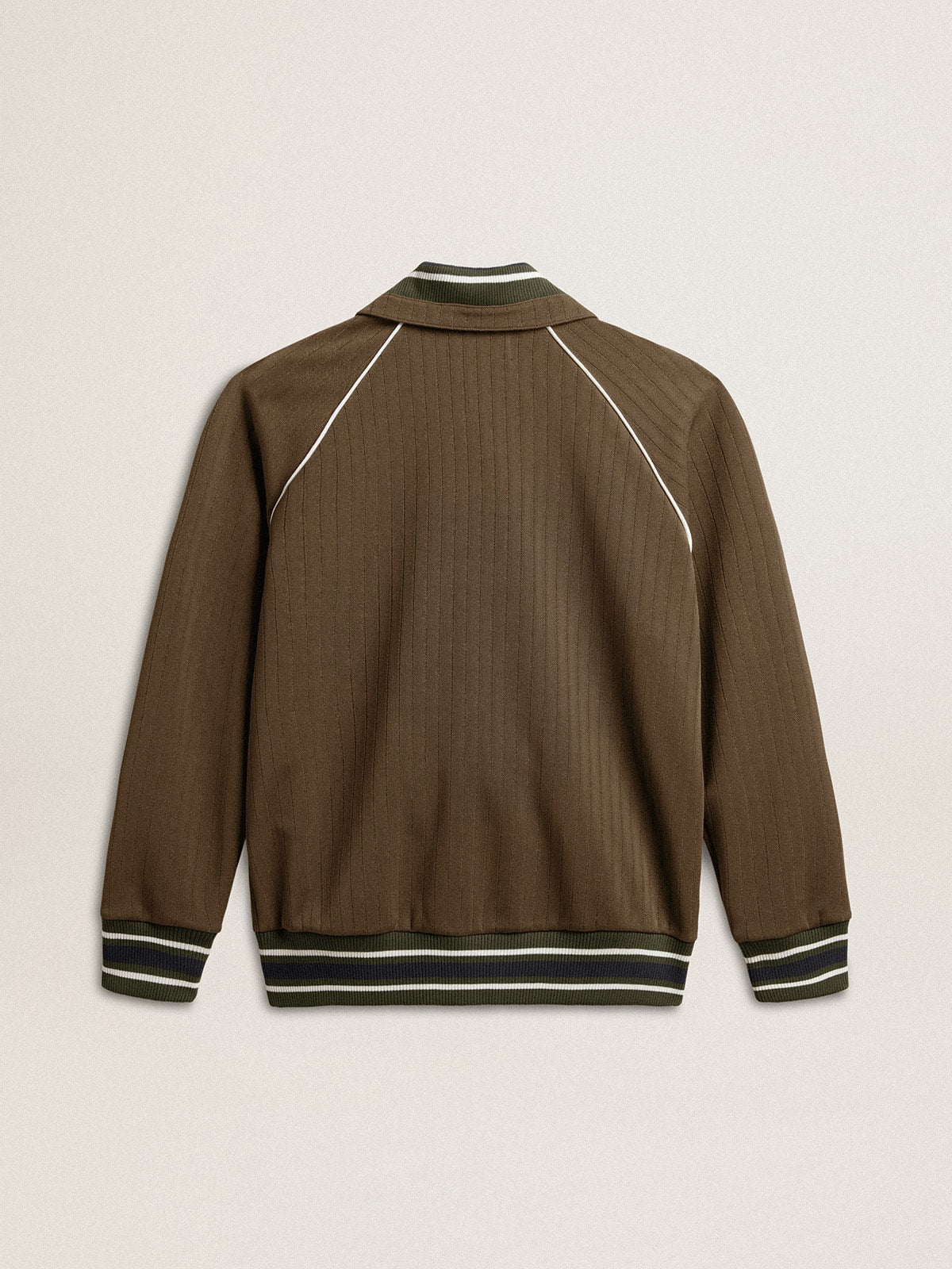 Men’s military green zipped sweatshirt with white logo | Golden Goose