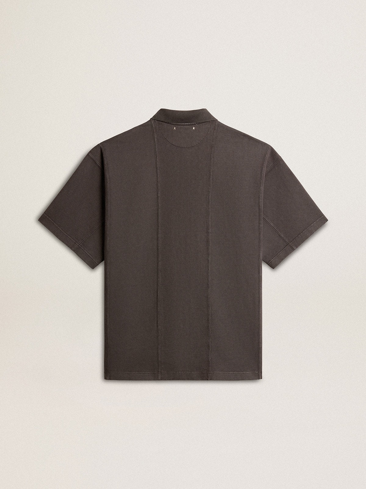 Men's cotton polo shirt in anthracite gray with embroidery | Golden Goose