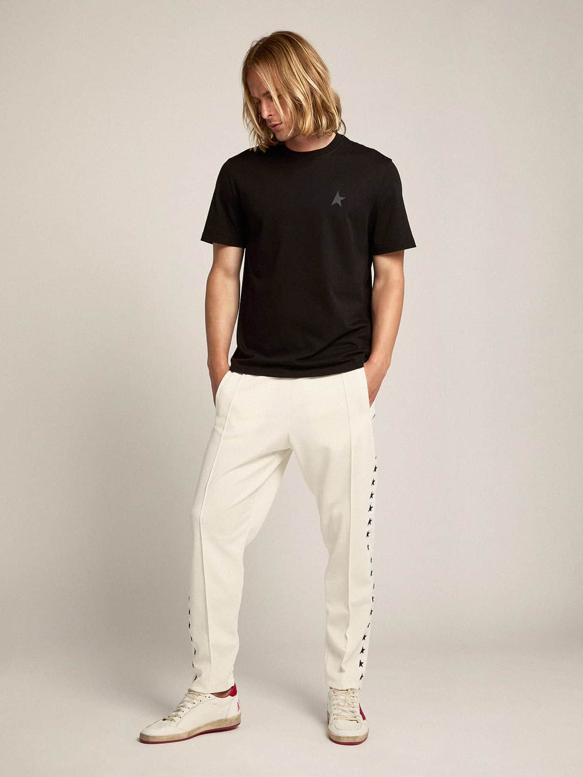 Black Star Collection T-shirt with tone-on-tone star on the front | Golden Goose