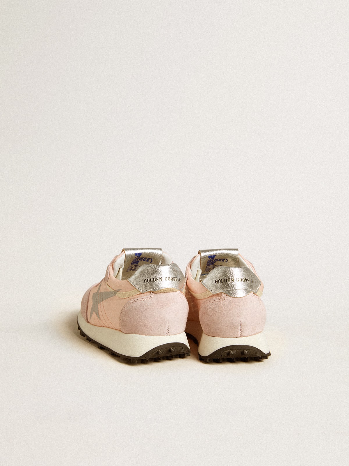 Marathon Junior in pink nylon with printed star and leather heel tab | Golden Goose