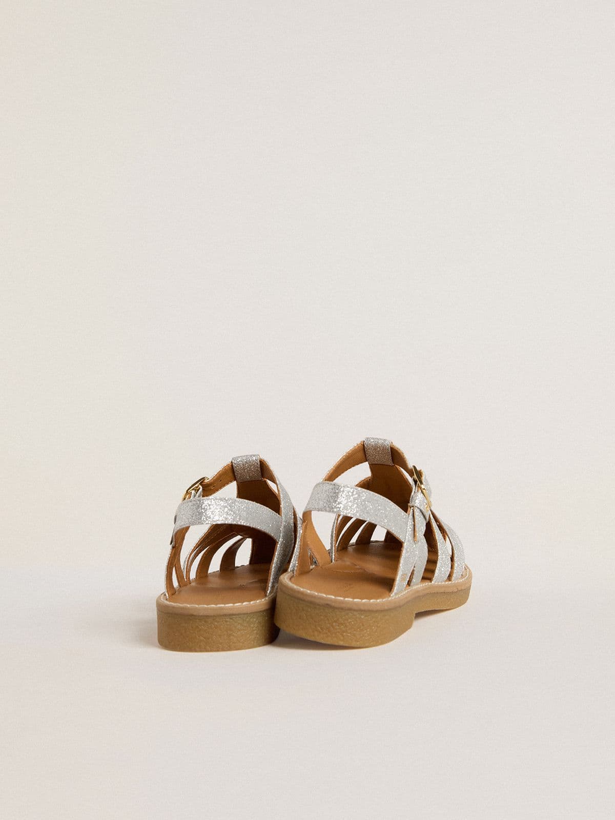 Maxime Young sandals in silver micro-glitter | Golden Goose