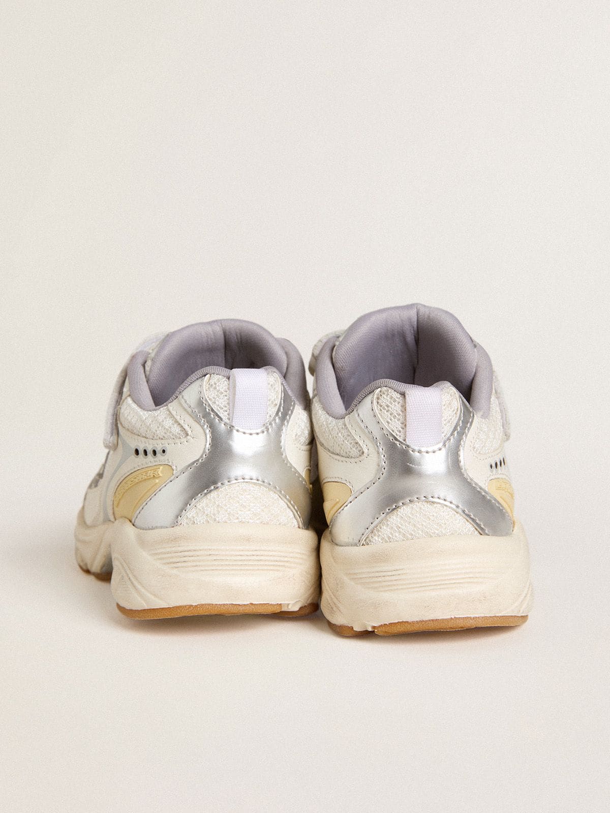 Junior Lightstar in white leather and mesh with white leather star | Golden Goose