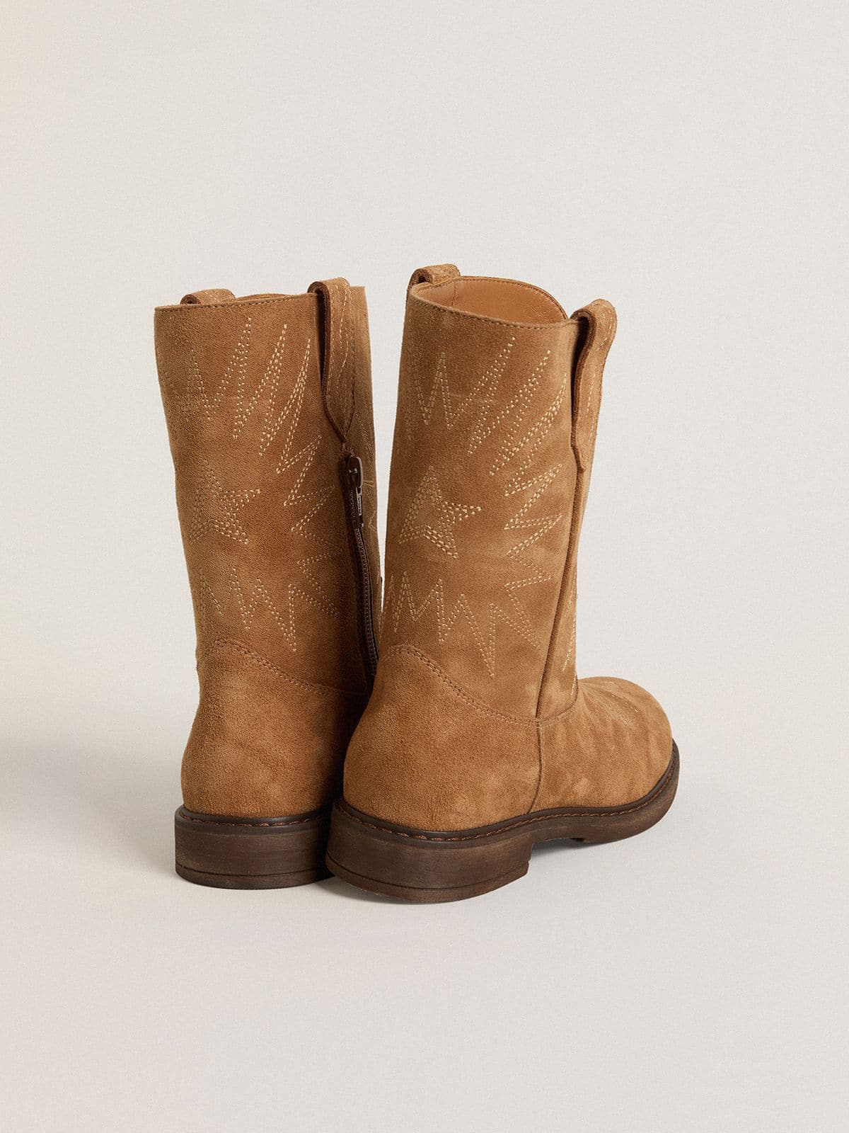 Wish Teen boots in camel suede with star embroidery | Golden Goose