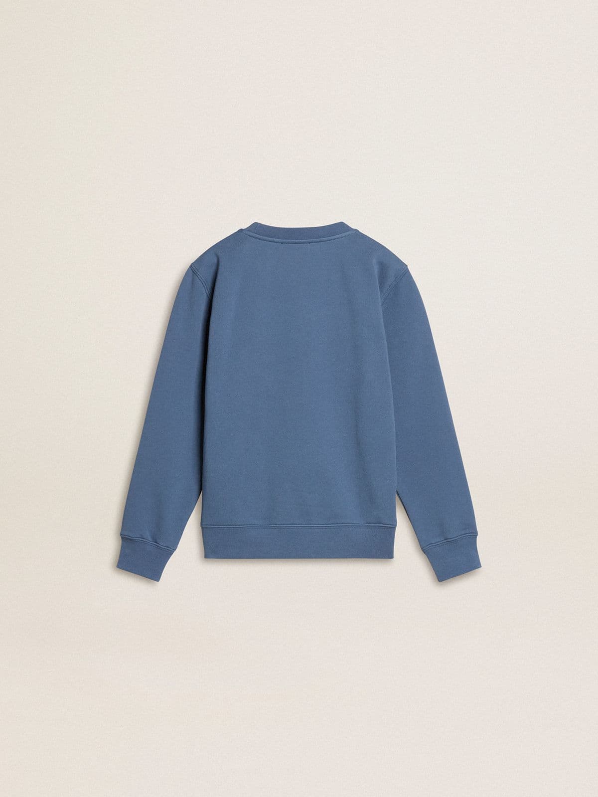 Kids’ blue sweatshirt with white embossed patches | Golden Goose