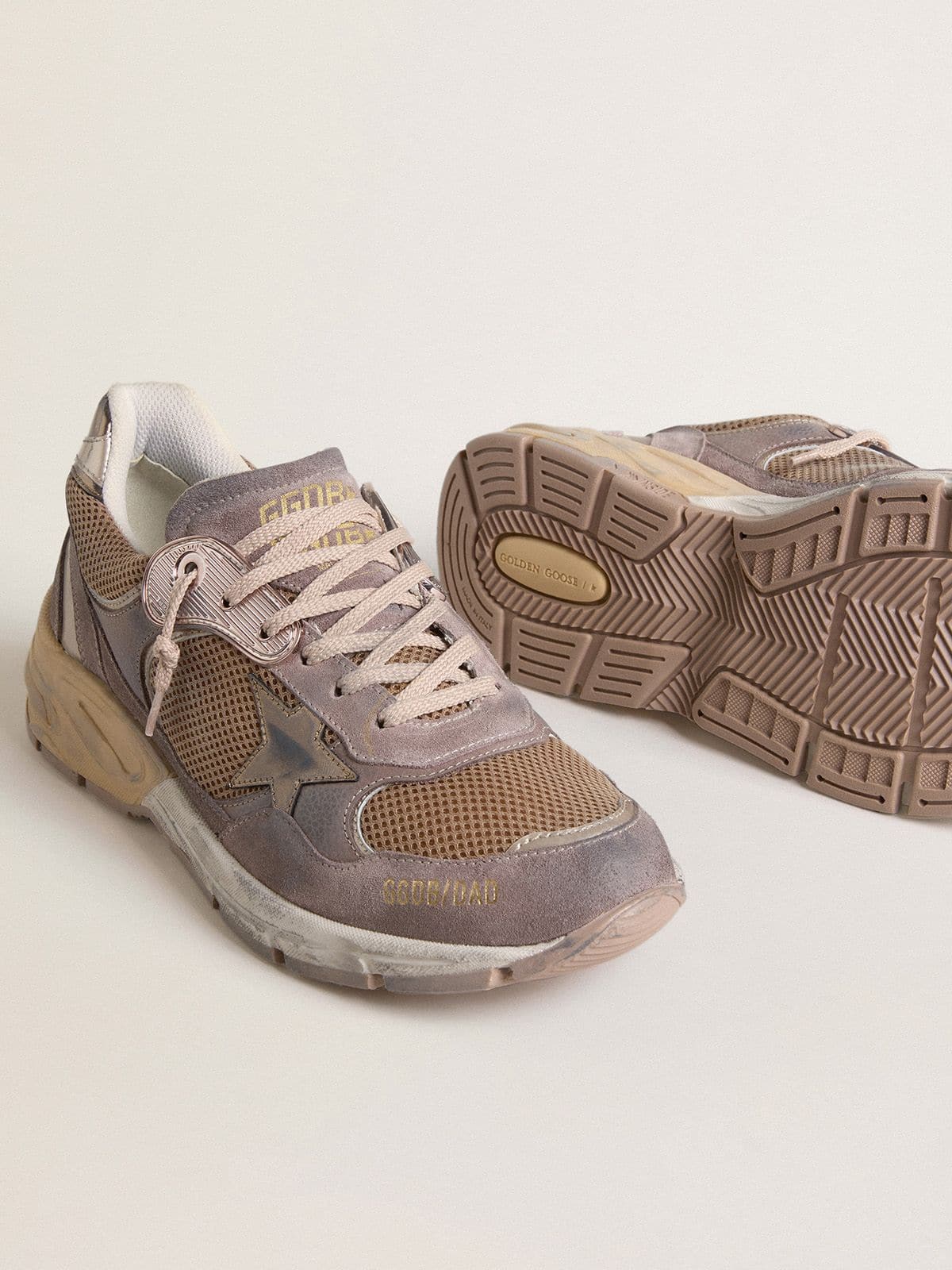 Women's Dad-Star in lilac suede and mesh with laminated leather star and heel tab | Golden Goose