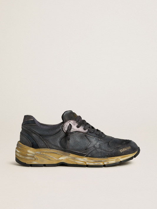 Women's Dad-Star in black naplak and crackle leather with black star and heel tab | Golden Goose