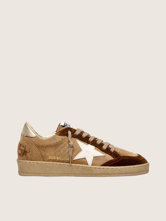 Women's Ball Star in tobacco suede with white leather star and cognac velvet inserts | Golden Goose