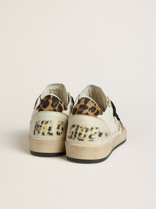 Women's Ball Star Wishes with suede star and leopard-print pony skin heel tab | Golden Goose